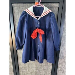 VINTAGE 1960’s Hand Made Girl Sailor Dress Toddler 4T-6T Navy
